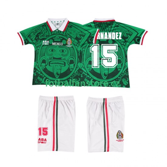 Dětský Retro Domácí Dres Mexiko HERNANDEZ 15 1998 Krátký rukáv Dětský Retro Domácí Dres Mexiko HERNANDEZ 15 1998 Krátký rukáv
