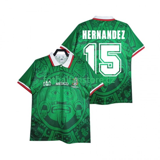 Muži Retro Domácí Dres Mexiko HERNANDEZ 15 1998 Krátký rukáv Muži Retro Domácí Dres Mexiko HERNANDEZ 15 1998 Krátký rukáv
