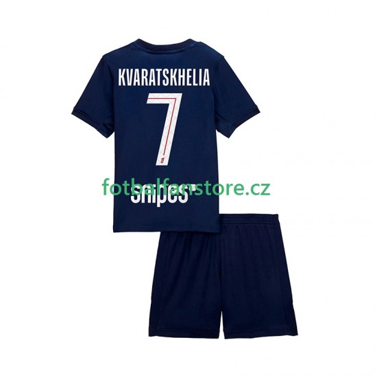 Dětský Domácí Dres Paris Saint-Germain Khvicha Kvaratskhelia 7 2025-2026 Krátký rukáv
