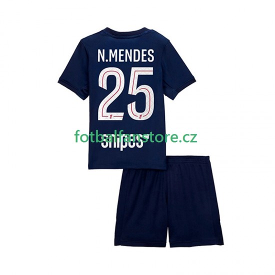 Dětský Domácí Dres Paris Saint-Germain Nuno Mendes 25 2025-2026 Krátký rukáv