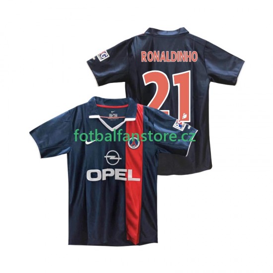Muži Retro Domácí Dres Paris Saint-Germain RONALDINHO 21 2001 2002 Krátký rukáv