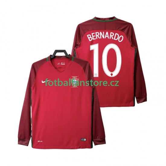 Muži Retro Domácí Dres Portugalsko BERNARDO 10 2016 Dlouhými Rukávy