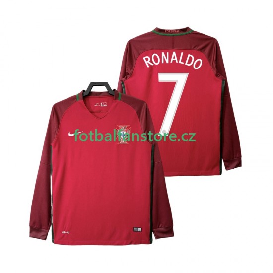 Muži Retro Domácí Dres Portugalsko Cristiano Ronaldo 7 2016 Dlouhými Rukávy