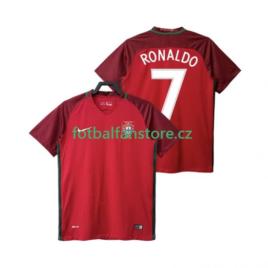 Muži Retro Domácí Dres Portugalsko RONALDO 7 2016 Krátký rukáv