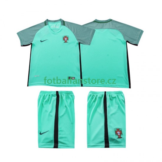 Dětský Retro Venkovní Dres Portugalsko 2016 Krátký rukáv Dětský Retro Venkovní Dres Portugalsko 2016 Krátký rukáv