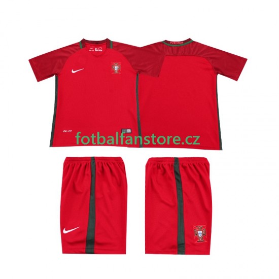 Dětský Retro Domácí Dres Portugalsko 2016 Krátký rukáv