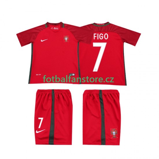 Dětský Retro Domácí Dres Portugalsko FIGO 7 2016 Krátký rukáv