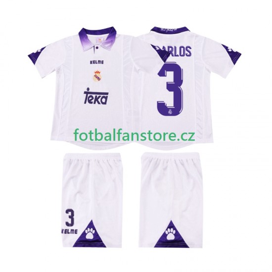 Dětský Retro Domácí Dres Real Madrid R CARLOS 3 1997 1998 Krátký rukáv