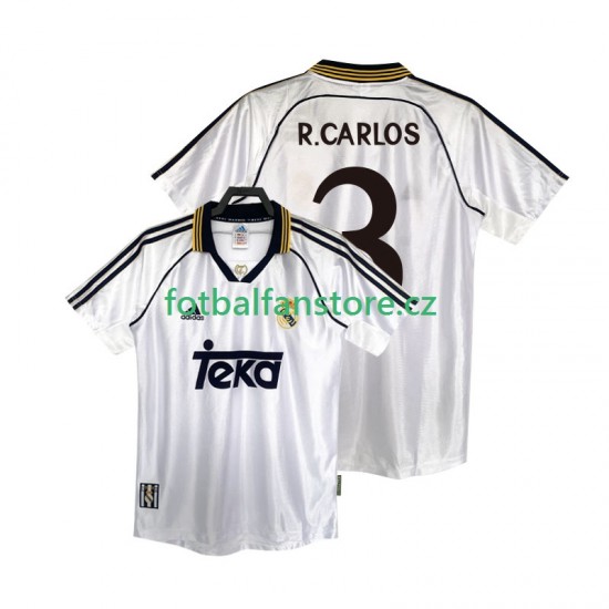 Muži Retro Domácí Dres Real Madrid R.CARLOS 3 1998 2000 Krátký rukáv Muži Retro Domácí Dres Real Madrid R.CARLOS 3 1998 2000 Krátký rukáv