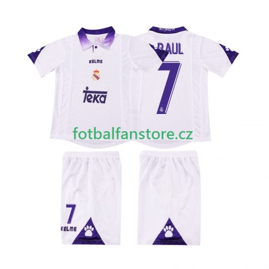 Dětský Retro Domácí Dres Real Madrid RAUL 7 1997 1998 Krátký rukáv