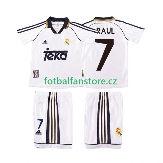 Dětský Retro Domácí Dres Real Madrid RAUL 7 1998 2000 Krátký rukáv