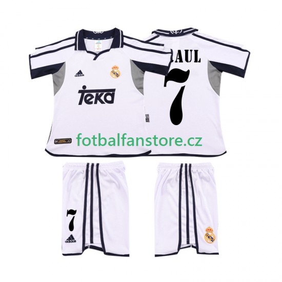 Dětský Retro Domácí Dres Real Madrid RAUL 7 2001 2002 Krátký rukáv Dětský Retro Domácí Dres Real Madrid RAUL 7 2001 2002 Krátký rukáv