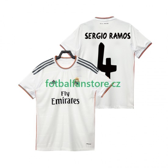 Muži Retro Domácí Dres Real Madrid SERGIO RAMOS 4 2013 2014 Krátký rukáv