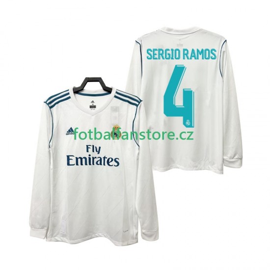 Muži Retro Domácí Dres Real Madrid SERGIO RAMOS 4 2017 2018 Dlouhými Rukávy