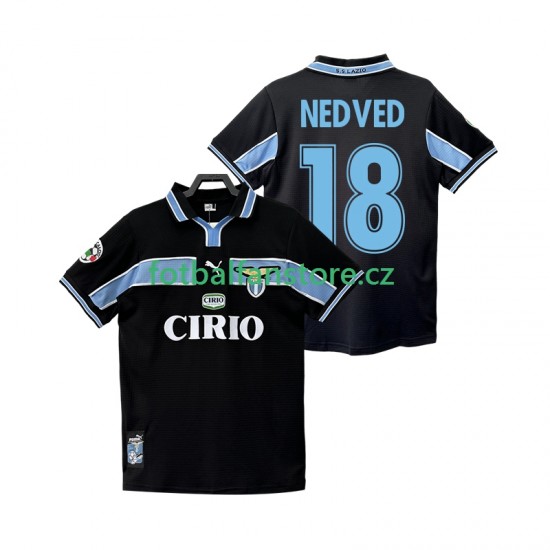 Muži Retro Venkovní Dres Lazio Řím NEDVED 18 1998 1999 Krátký rukáv
