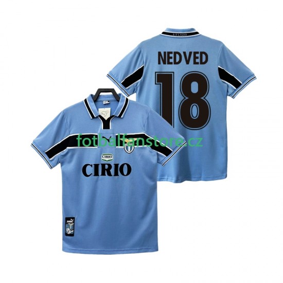 Muži Retro Domácí Dres Lazio Řím NEDVED 18 1998 1999 Krátký rukáv