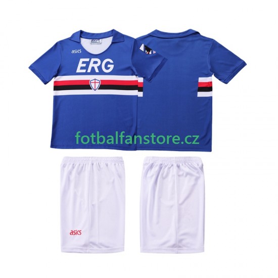 Dětský Retro Domácí Dres Sampdoria 1990 1991 Krátký rukáv Dětský Retro Domácí Dres Sampdoria 1990 1991 Krátký rukáv