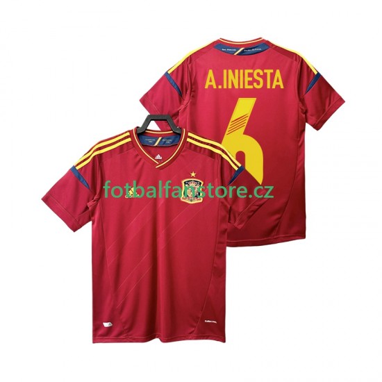 Muži Retro Domácí Dres Španělsko Andres Iniesta 6 2012 Krátký rukáv