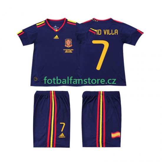 Dětský Retro Venkovní Dres Španělsko DAVID VILLA 7 2010 Krátký rukáv