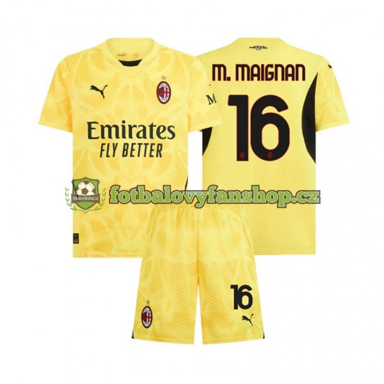 Dětský Brankářský Venkovní Dres AC Milán Mike Maignan 16 2024-2025 Krátký rukáv Dětský Brankářský Venkovní Dres AC Milán Mike Maignan 16 2024-2025 Krátký rukáv