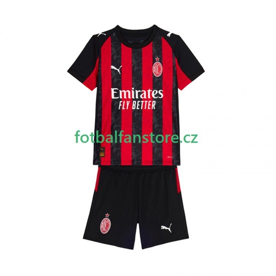Dětský Domácí Dres AC Milán 2025-2026 Krátký rukáv
