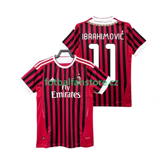 Muži Retro Domácí Dres AC Milán Zlatan IBRAHIMOVIC 11 2011 2012 Krátký rukáv