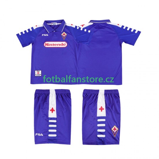 Dětský Retro Domácí Dres ACF Fiorentina 1998 1999 Krátký rukáv Dětský Retro Domácí Dres ACF Fiorentina 1998 1999 Krátký rukáv