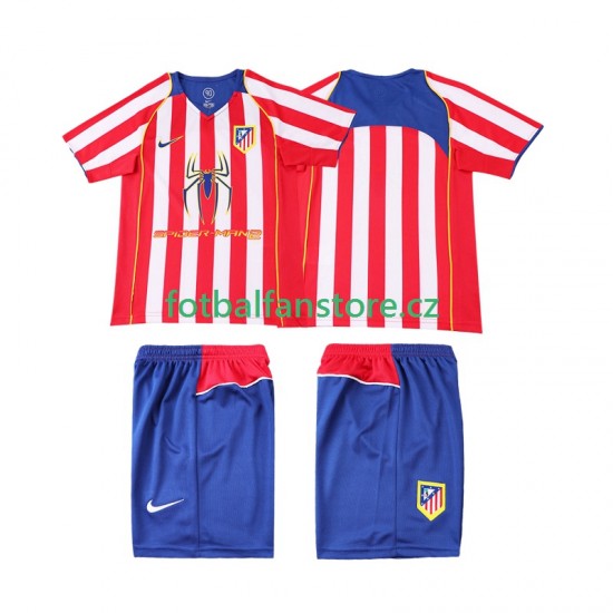 Dětský Retro Domácí Dres Atlético Madrid 2004 2005 Krátký rukáv