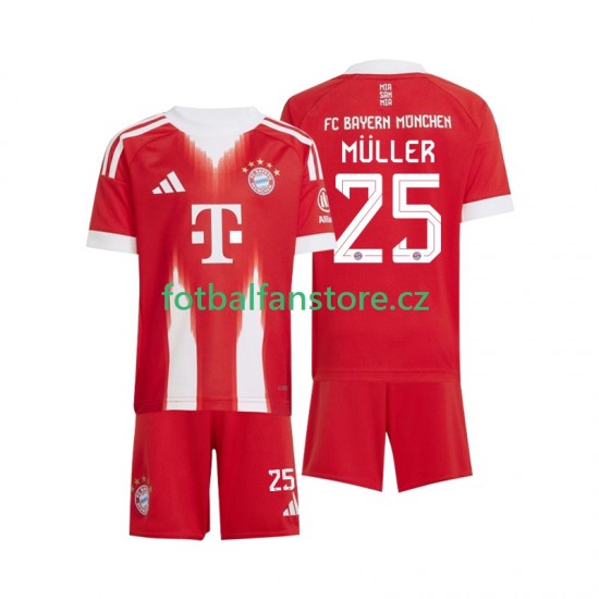 Dětský Domácí Dres FC Bayern Mnichov Thomas Muller 25 2025-2026 Krátký rukáv Dětský Domácí Dres FC Bayern Mnichov Thomas Muller 25 2025-2026 Krátký rukáv