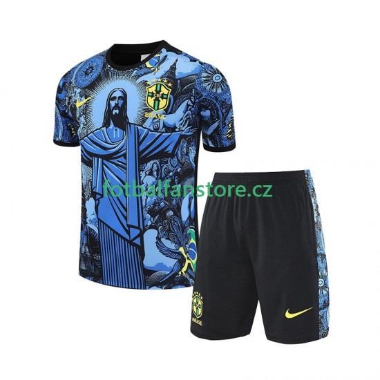 Dětský Domácí Brazílie JESUS Football Shirts 2024-2025 Modrý Krátký rukáv Dětský Domácí Brazílie JESUS Football Shirts 2024-2025 Modrý Krátký rukáv