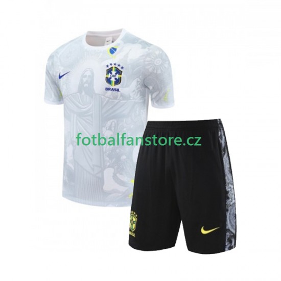 Dětský Domácí Brazílie JESUS Football Shirts 2024-2025 Bílý Krátký rukáv Dětský Domácí Brazílie JESUS Football Shirts 2024-2025 Bílý Krátký rukáv