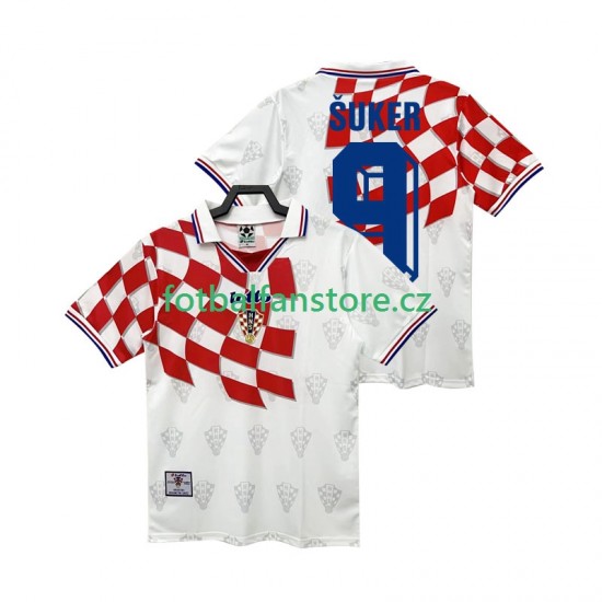Muži Retro Domácí Dres Chorvatsko BSUKER 9 1998 Krátký rukáv Muži Retro Domácí Dres Chorvatsko BSUKER 9 1998 Krátký rukáv