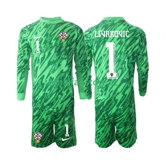 Dětský Brankářský Venkovní Dres Chorvatsko DOMINIK LIVAKOVIC 1 2024 Dlouhými Rukávy Dětský Brankářský Venkovní Dres Chorvatsko DOMINIK LIVAKOVIC 1 2024 Dlouhými Rukávy