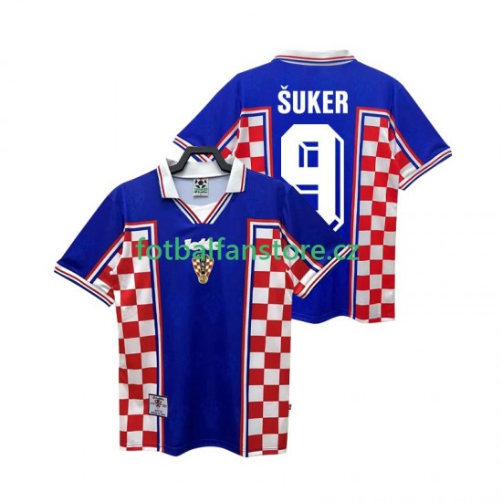 Muži Retro Venkovní Dres Chorvatsko SUKER 9 1998 Krátký rukáv Muži Retro Venkovní Dres Chorvatsko SUKER 9 1998 Krátký rukáv