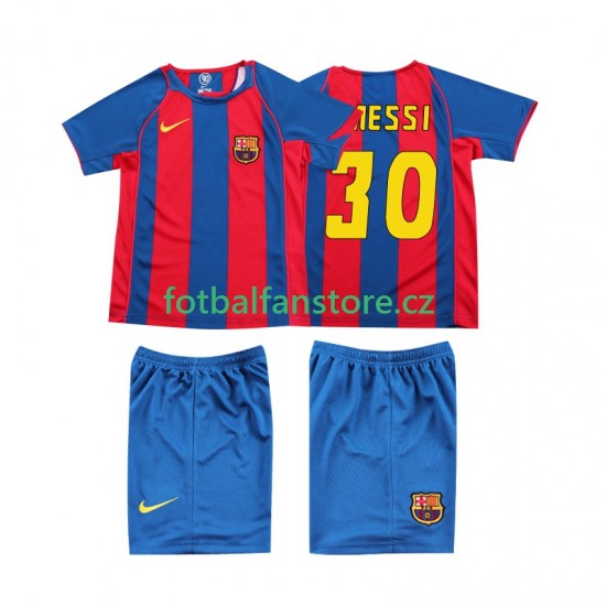 Dětský Retro Domácí Dres FC Barcelona Lionel Messi 10 2004 Krátký rukáv