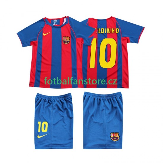 Dětský Retro Domácí Dres FC Barcelona RONALDINHO 10 2004 Krátký rukáv Dětský Retro Domácí Dres FC Barcelona RONALDINHO 10 2004 Krátký rukáv