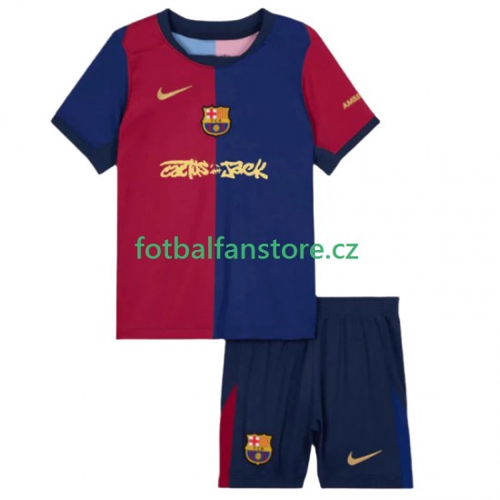 Dětský Domácí Dres FC Barcelona TRAVIS SCOTT 2024-2025 Krátký rukáv Dětský Domácí Dres FC Barcelona TRAVIS SCOTT 2024-2025 Krátký rukáv