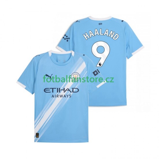 Muži Domácí Dres Manchester City Erling Haaland 9 2025-2026 Krátký rukáv Muži Domácí Dres Manchester City Erling Haaland 9 2025-2026 Krátký rukáv