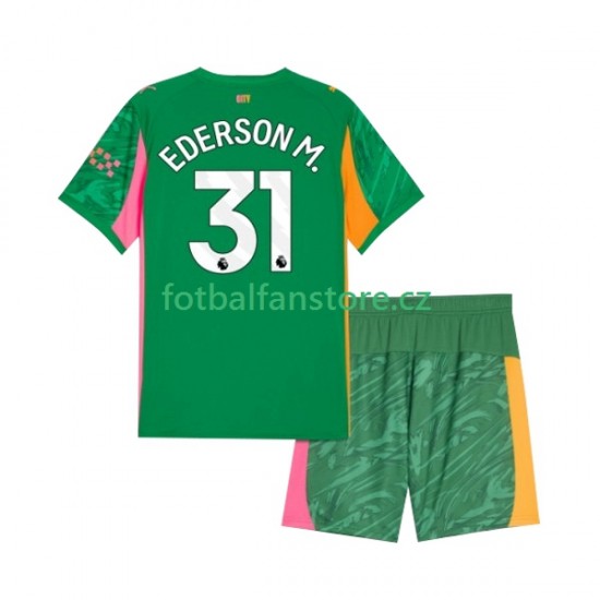 Dětský Brankářský Domácí Dres Manchester City Ederson Moraes 31 2025-2026 Krátký rukáv Dětský Brankářský Domácí Dres Manchester City Ederson Moraes 31 2025-2026 Krátký rukáv