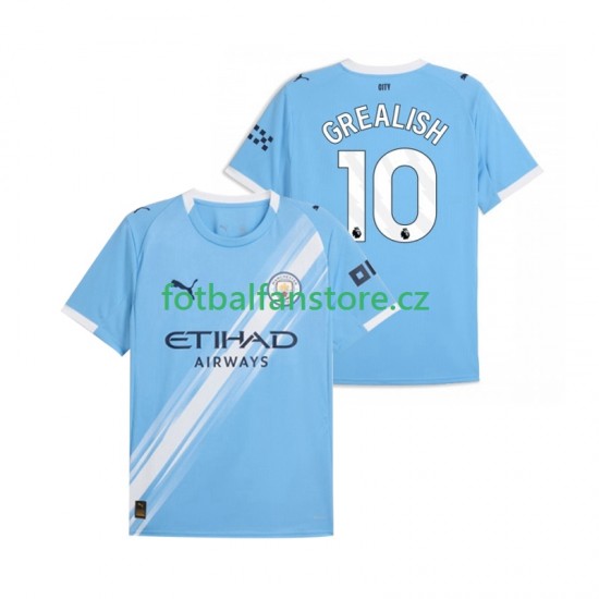 Muži Domácí Dres Manchester City Jack Grealish 10 2025-2026 Krátký rukáv Muži Domácí Dres Manchester City Jack Grealish 10 2025-2026 Krátký rukáv