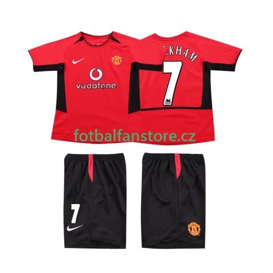 Dětský Retro Domácí Dres Manchester United BECKHAM 7 2002 2004 Krátký rukáv Dětský Retro Domácí Dres Manchester United BECKHAM 7 2002 2004 Krátký rukáv