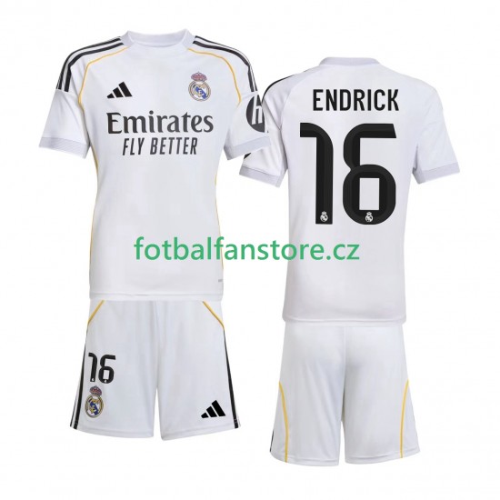 Dětský Domácí Dres Real Madrid Endrick 16 2025-2026 Krátký rukáv Dětský Domácí Dres Real Madrid Endrick 16 2025-2026 Krátký rukáv