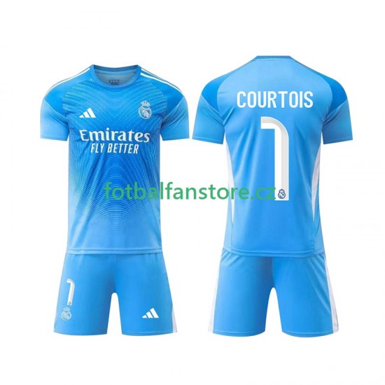 Dětský Brankářský Domácí Dres Real Madrid Thibaut Courtois 1 2025-2026 Krátký rukáv Dětský Brankářský Domácí Dres Real Madrid Thibaut Courtois 1 2025-2026 Krátký rukáv