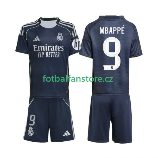 Dětský Venkovní Dres Real Madrid Kylian Mbappe 9 2025-2026 Krátký rukáv Dětský Venkovní Dres Real Madrid Kylian Mbappe 9 2025-2026 Krátký rukáv