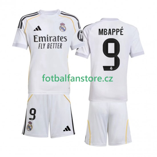 Dětský Domácí Dres Real Madrid Kylian Mbappe 9 2025-2026 Krátký rukáv Dětský Domácí Dres Real Madrid Kylian Mbappe 9 2025-2026 Krátký rukáv