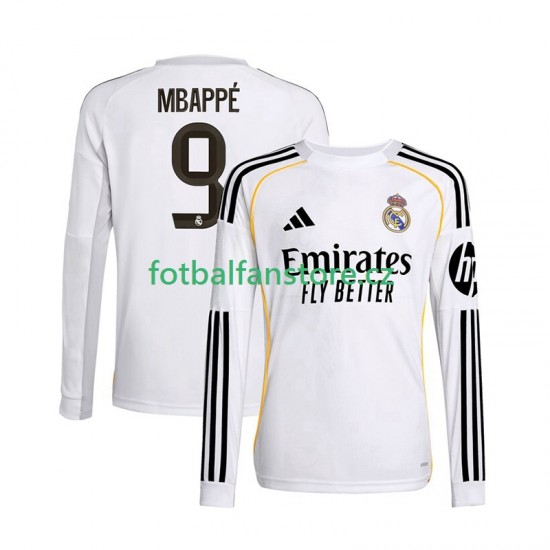 Muži Domácí Dres Real Madrid Kylian Mbappe 9 2025-2026 Dlouhými Rukávy Muži Domácí Dres Real Madrid Kylian Mbappe 9 2025-2026 Dlouhými Rukávy