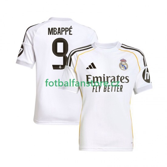 Muži Domácí Dres Real Madrid Kylian Mbappe 9 2025-2026 Krátký rukáv Muži Domácí Dres Real Madrid Kylian Mbappe 9 2025-2026 Krátký rukáv