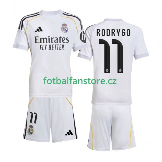 Dětský Domácí Dres Real Madrid Rodrygo 11 2025-2026 Krátký rukáv