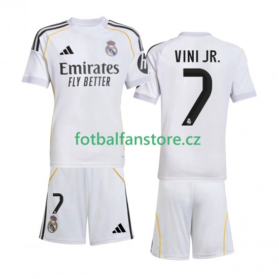 Dětský Domácí Dres Real Madrid Vinicius Junior 7 2025-2026 Krátký rukáv Dětský Domácí Dres Real Madrid Vinicius Junior 7 2025-2026 Krátký rukáv