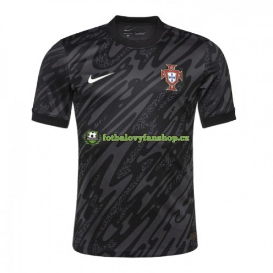 Muži Brankářský Venkovní Dres Portugalsko Euro 2024 Černá Krátký rukáv